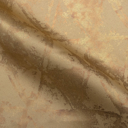 Camel Brown Geometric Pattern Golden Foil Premium Curtain Fabric (Width 54 Inches)