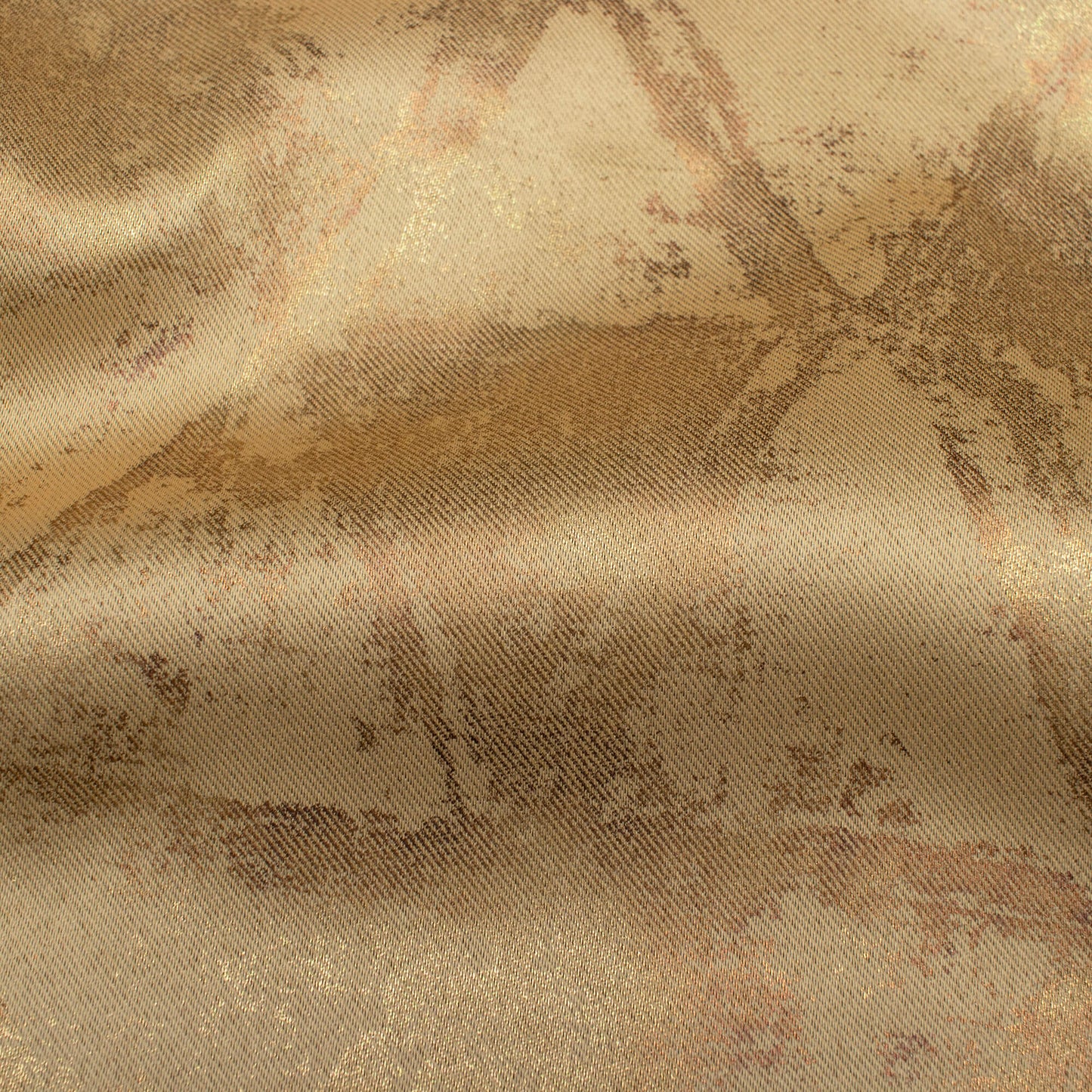 Camel Brown Geometric Pattern Golden Foil Premium Curtain Fabric (Width 54 Inches)