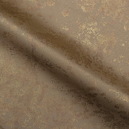 Rustic Taupe Brown Abstract Pattern Golden Foil Premium Curtain Fabric (Width 54 Inches)