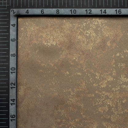 Rustic Taupe Brown Abstract Pattern Golden Foil Premium Curtain Fabric (Width 54 Inches)