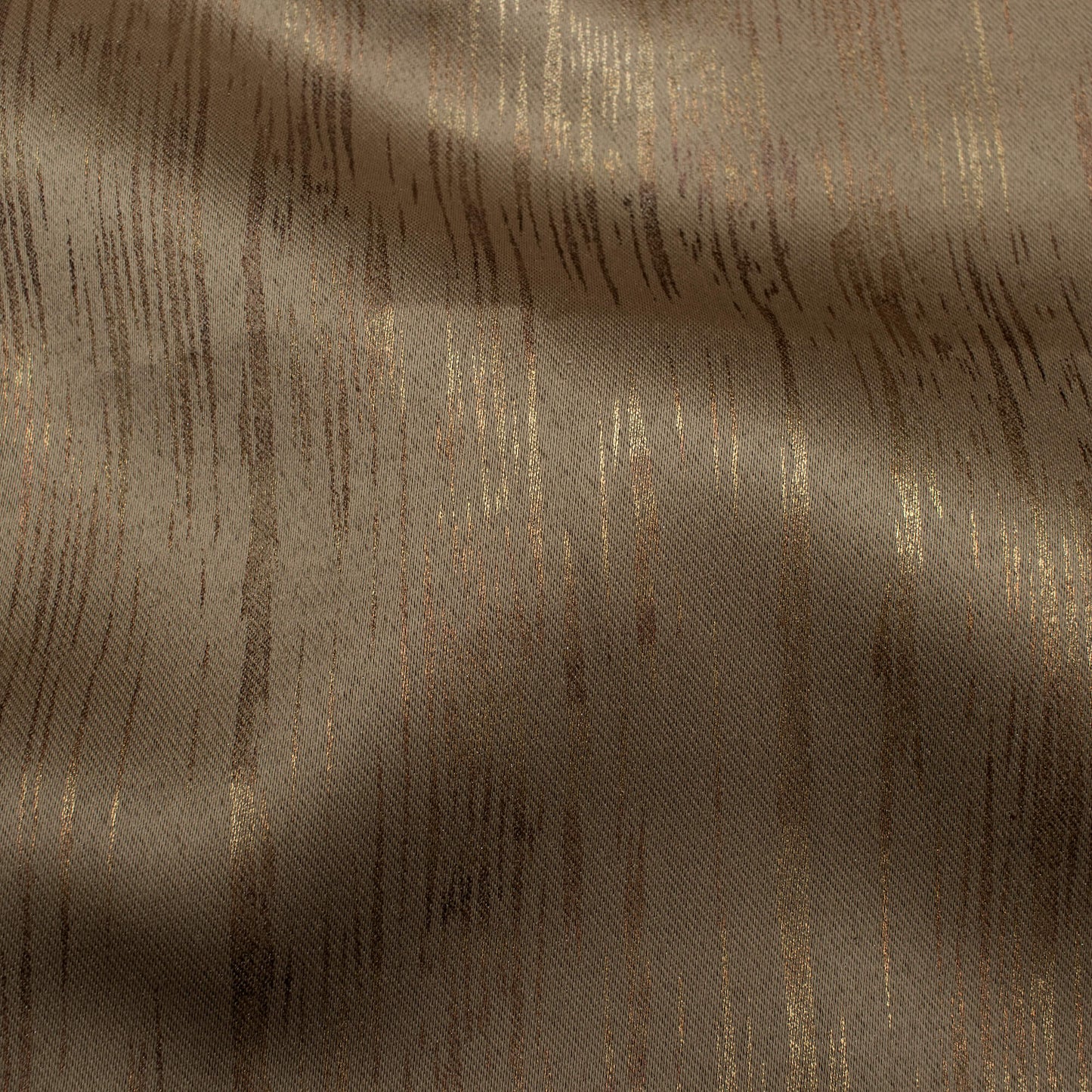 Rustic Taupe Brown Textured Golden Foil Premium Curtain Fabric (Width 54 Inches)