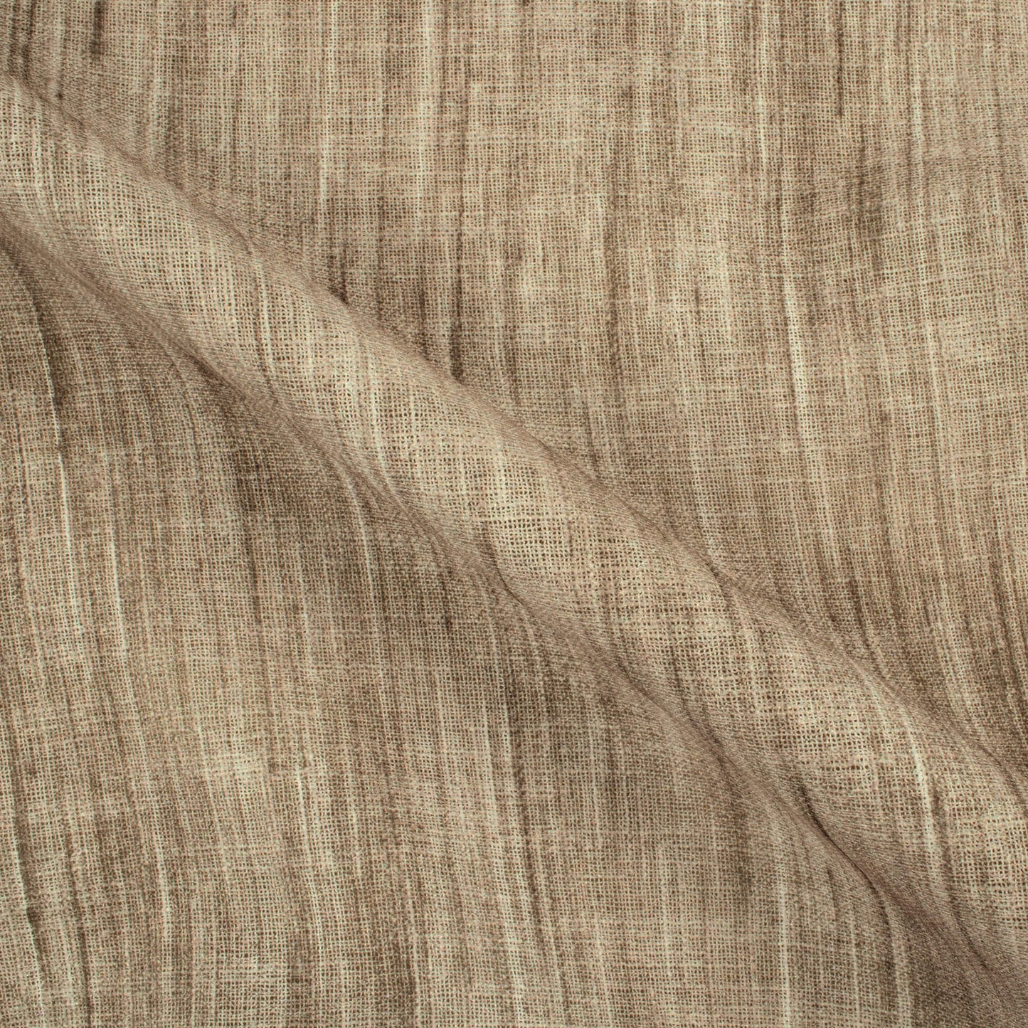 Rustic Taupe Brown Textured Premium Sheer Fabric (Width 54 Inches)
