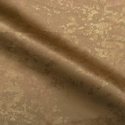Tawny Brown Abstract Pattern Golden Foil Premium Curtain Fabric (Width 54 Inches)