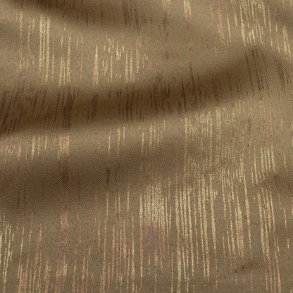 Tawny Brown Textured Golden Foil Premium Curtain Fabric (Width 54 Inches)