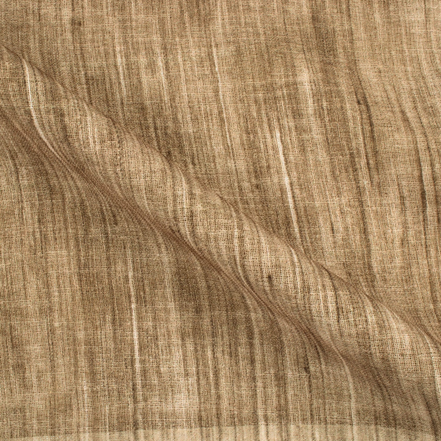 Tawny Brown Textured Premium Sheer Fabric (Width 54 Inches)