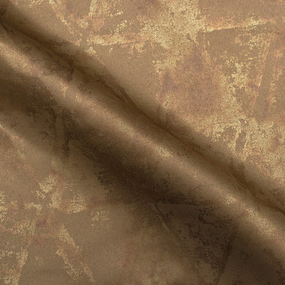 Tawny Brown Geometric Pattern Golden Foil Premium Curtain Fabric (Width 54 Inches)