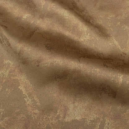 Tawny Brown Geometric Pattern Golden Foil Premium Curtain Fabric (Width 54 Inches)