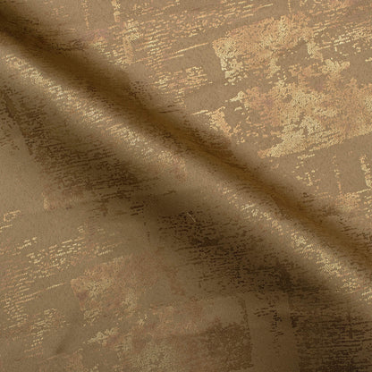 Tawny Brown Abstract Pattern Golden Foil Premium Curtain Fabric (Width 54 Inches)