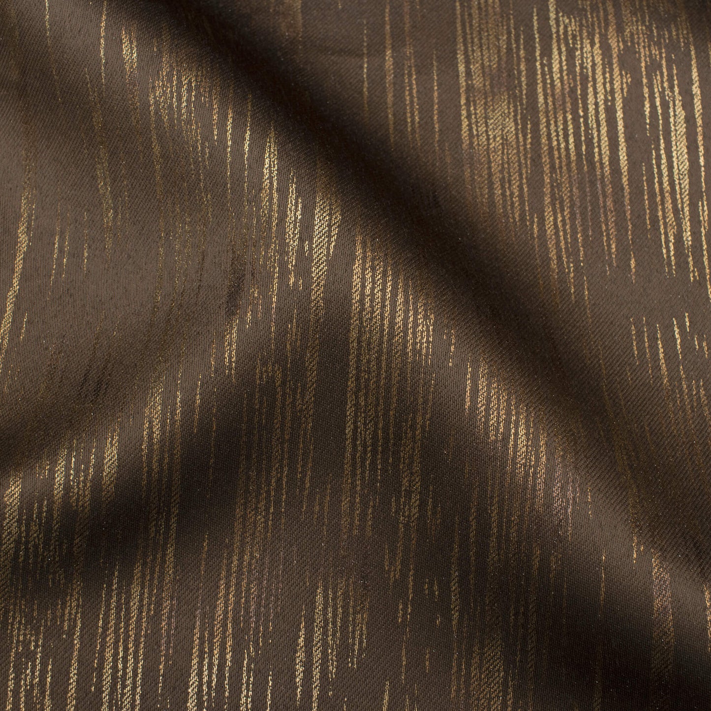 Umber Brown Textured Golden Foil Premium Curtain Fabric (Width 54 Inches)