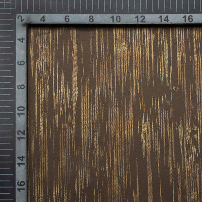 Umber Brown Textured Golden Foil Premium Curtain Fabric (Width 54 Inches)