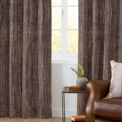 Umber Brown Textured Premium Sheer Fabric (Width 54 Inches)