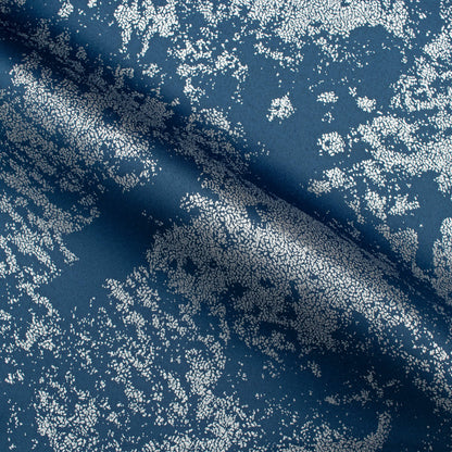 Regal Blue Abstract Pattern Silver Foil Premium Curtain Fabric (Width 54 Inches)