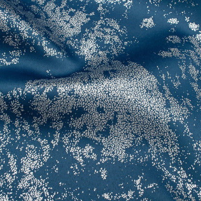 Regal Blue Abstract Pattern Silver Foil Premium Curtain Fabric (Width 54 Inches)