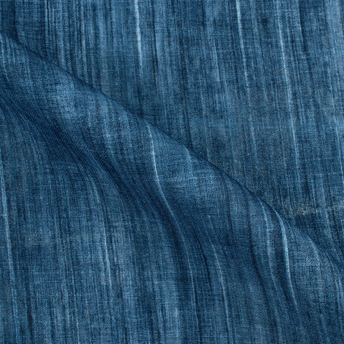 Regal Blue Textured Silver Foil Premium Sheer Fabric (Width 54 Inches)