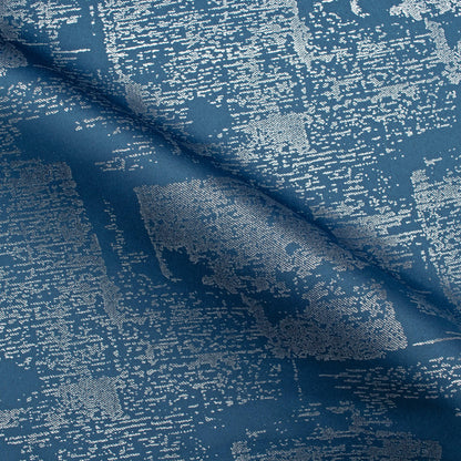 Regal Blue Abstract Pattern Silver Foil Premium Curtain Fabric (Width 54 Inches)