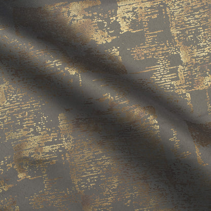 Lava Grey Abstract Pattern Golden Foil Premium Curtain Fabric (Width 54 Inches)