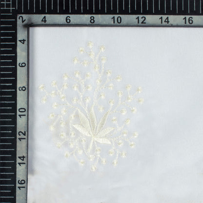 White And Tan Brown Floral Pattern Embroidery Organza Tissue Premium Sheer Fabric (Width 48 Inches)