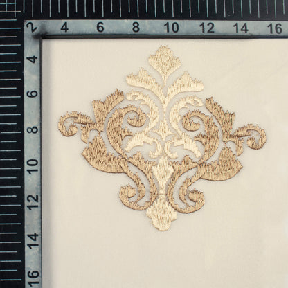 Oatmeal Beige And Tan Brown Ethnic Pattern Embroidery Organza Tissue Premium Sheer Fabric (Width 48 Inches)