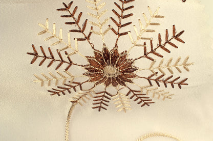 Oatmeal Beige And Coffee Brown Floral Pattern Embroidery Organza Tissue Premium Sheer Fabric (Width 48 Inches)