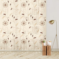 Oatmeal Beige And Coffee Brown Floral Pattern Embroidery Organza Tissue Premium Sheer Fabric (Width 48 Inches)