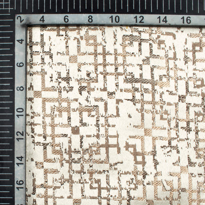 White And Mocha Brown Geometric Pattern Jacquard Premium Curtain Fabric (Width 48 Inches)