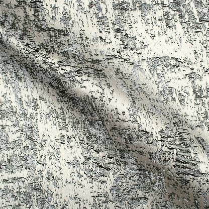 White And Black Self Textured Jacquard Premium Curtain Fabric (Width 48 Inches)
