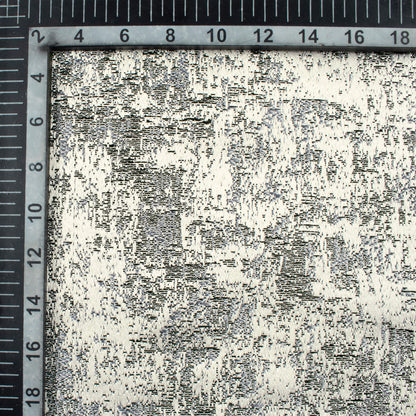 White And Black Self Textured Jacquard Premium Curtain Fabric (Width 48 Inches)