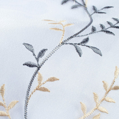 White And Grey Embroidery Organza Tissue Premium Sheer Fabric (Width 48 Inches)