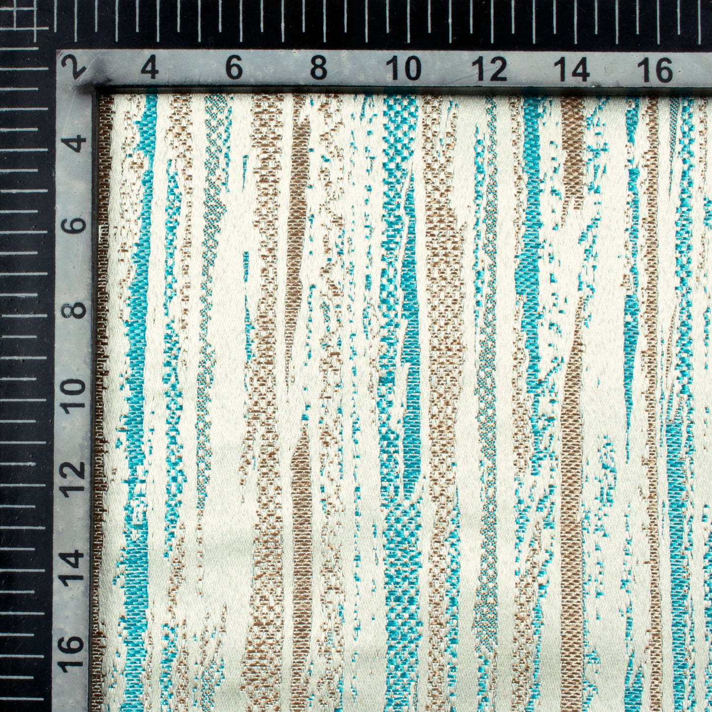 White And Teal Blue Self Textured Jacquard Premium Curtain Fabric (Width 48 Inches)