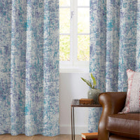 White And Turquoise Self Textured Jacquard Premium Curtain Fabric (Width 48 Inches)