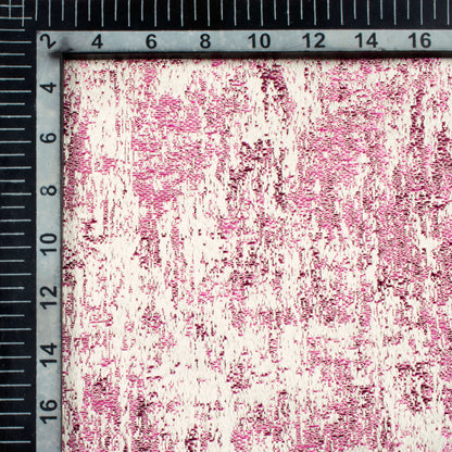 White And Taffy Pink Self Textured Jacquard Premium Curtain Fabric (Width 48 Inches)
