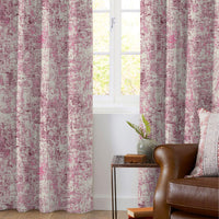 White And Taffy Pink Self Textured Jacquard Premium Curtain Fabric (Width 48 Inches)
