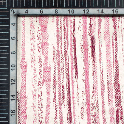 White And Taffy Pink Self Textured Jacquard Premium Curtain Fabric (Width 48 Inches)