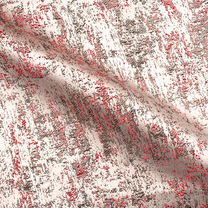 White And Red Self Textured Jacquard Premium Curtain Fabric (Width 48 Inches)