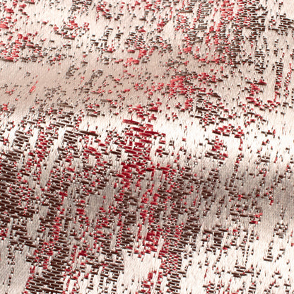 White And Red Self Textured Jacquard Premium Curtain Fabric (Width 48 Inches)