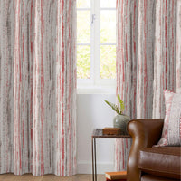White And Red Self Textured Jacquard Premium Curtain Fabric (Width 48 Inches)