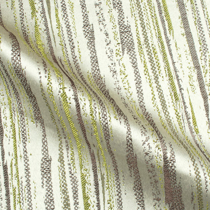 Off White And Parrot Green Self Textured Jacquard Premium Curtain Fabric (Width 48 Inches)