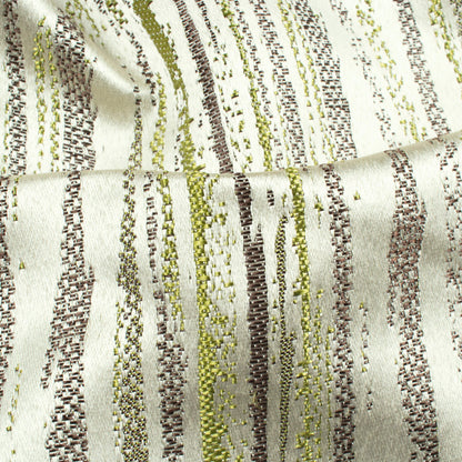 Off White And Parrot Green Self Textured Jacquard Premium Curtain Fabric (Width 48 Inches)