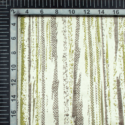 Off White And Parrot Green Self Textured Jacquard Premium Curtain Fabric (Width 48 Inches)