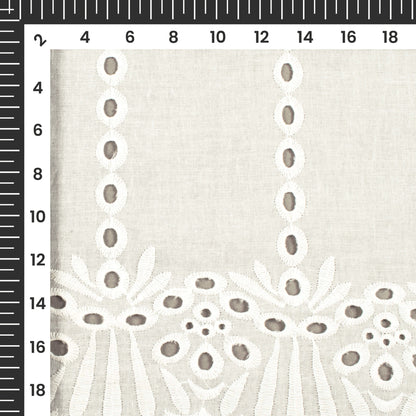 White Premium Schiffli Embroidery Dyeable Cotton Fabric(Width 52 Inches)