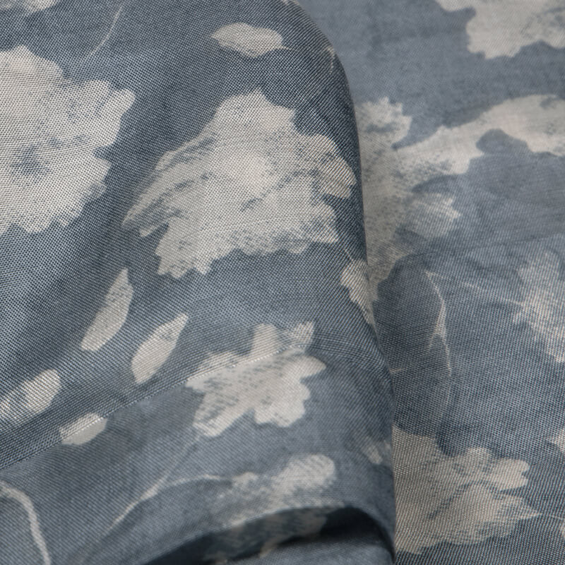 Light Grey Floral Pattern Viscose Muslin Fabric