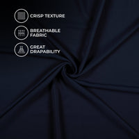 Navy Blue Plain Vintage Crepe Fabric (Width 56 Inches)