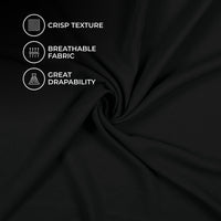 Black Plain Vintage Crepe Fabric (Width 56 Inches)