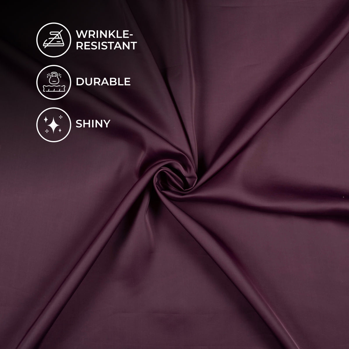 Wine Purple Plain Imported Satin Fabric