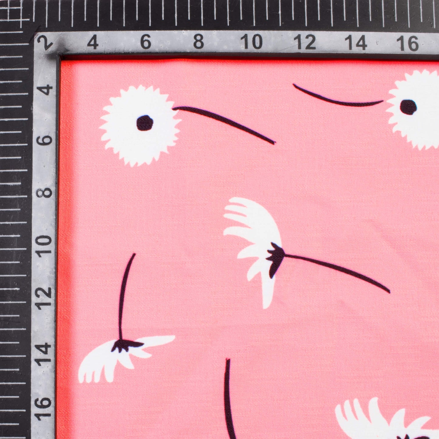 Flamingo Pink And White Floral Pattern Digital Print Dobby Crepe Fabric (Width 56 Inches)