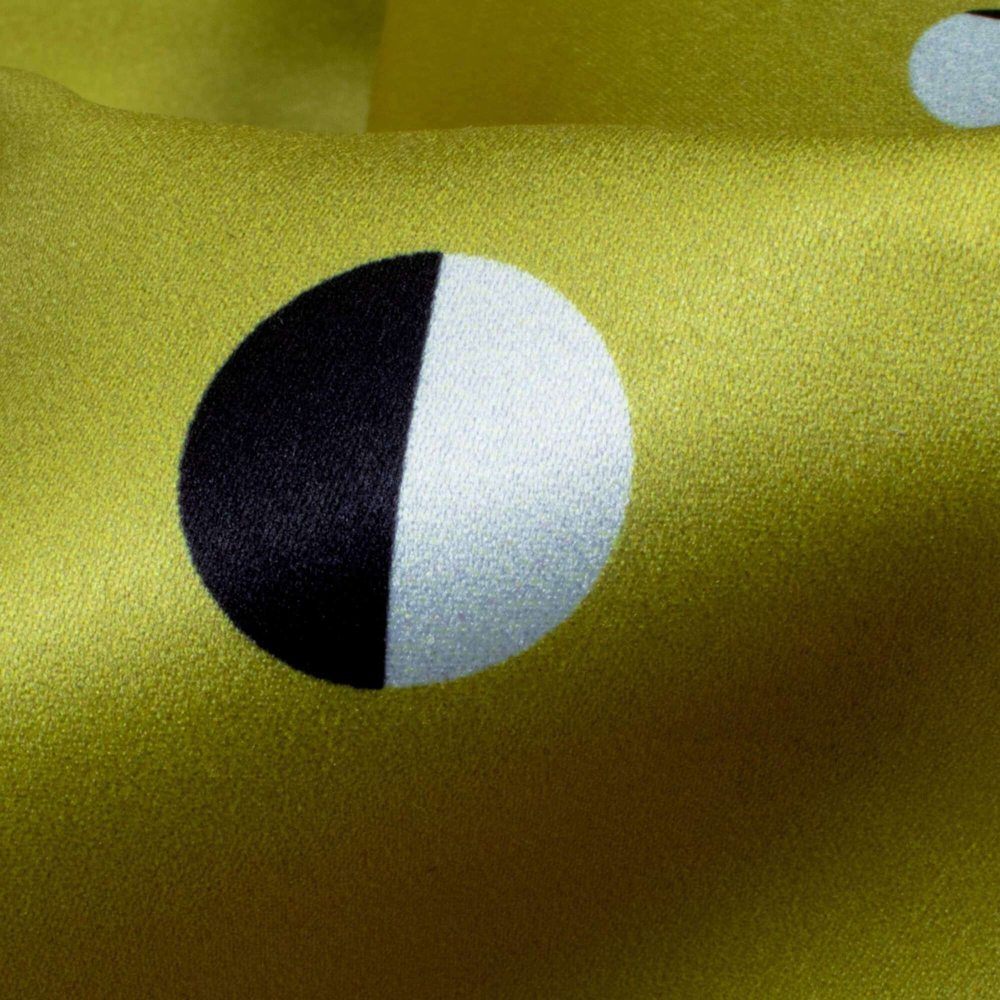 Light Olive Green And Black Polka Dots Pattern Digital Print Satin Fabric - Fabcurate