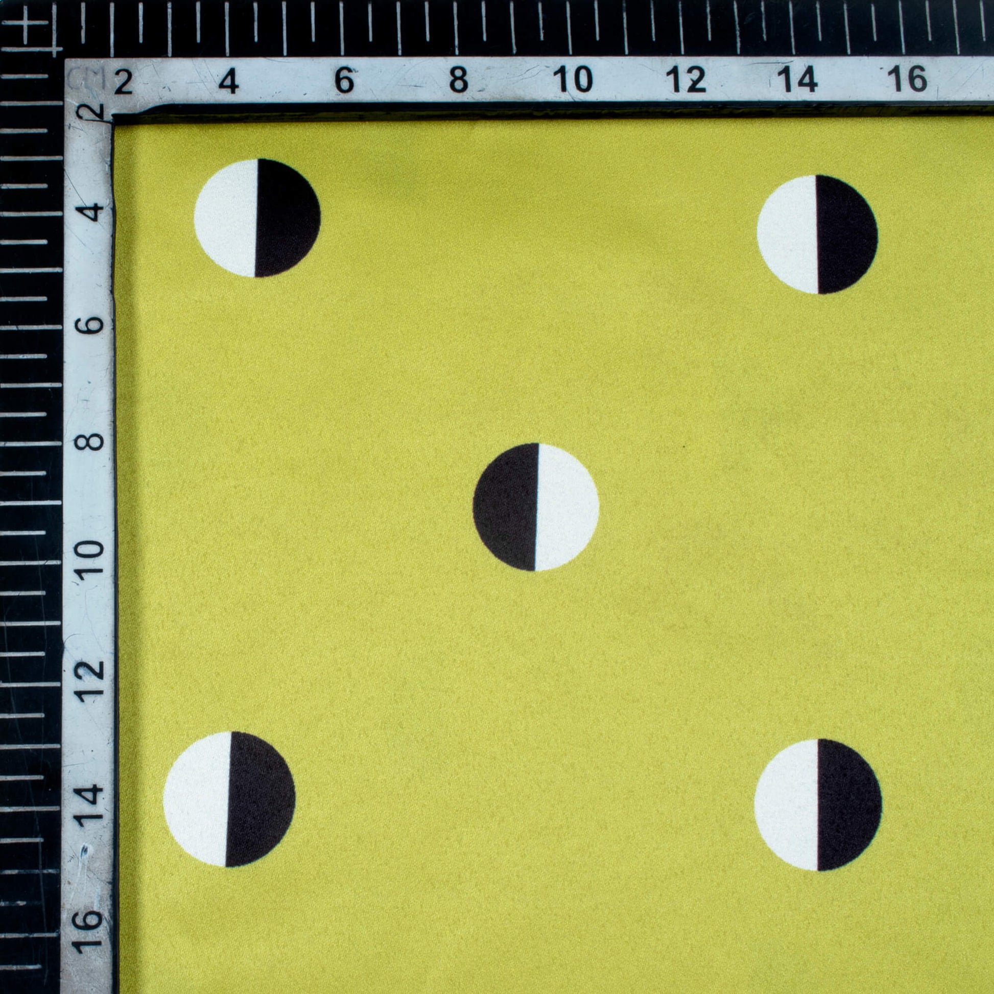 Light Olive Green And Black Polka Dots Pattern Digital Print Satin Fabric - Fabcurate