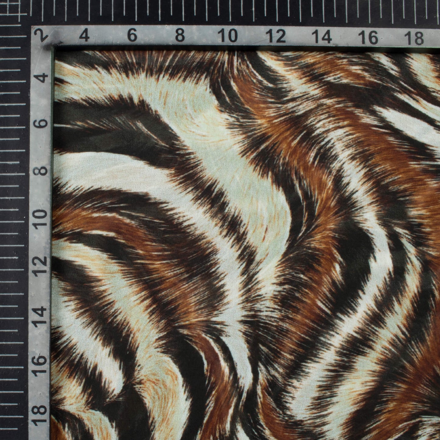 Black And Rust Orange Animal Pattern Digital Print Georgette Fabric
