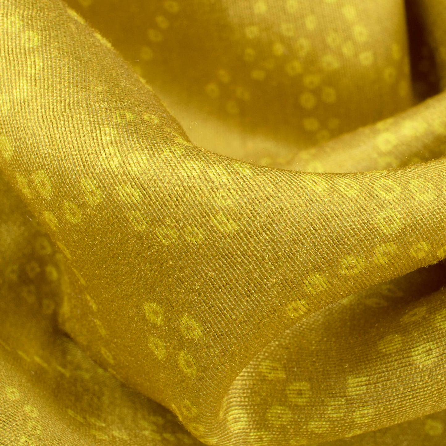 Lemon Yellow And White Floral Pattern Digital Print Chanderi Fabric