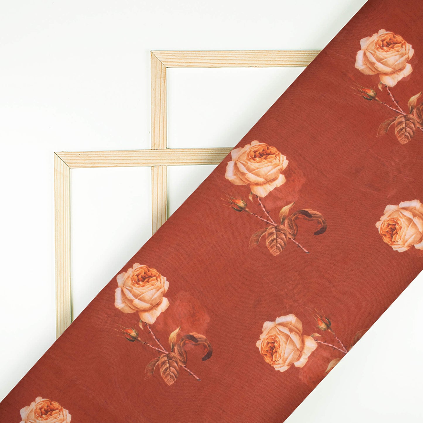 Cinnamon Brown Floral Pattern Digital Print Georgette Fabric
